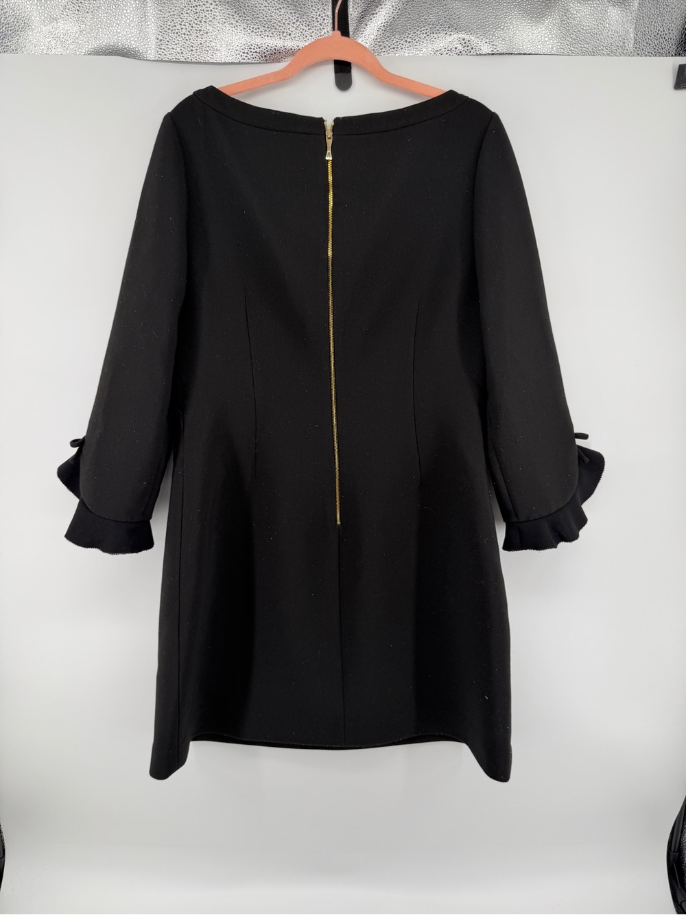 Kate Spade Coquette Balletcore Black Shift Dress w/RuffleBowCuffs Sz14 - Picture 6 of 11
